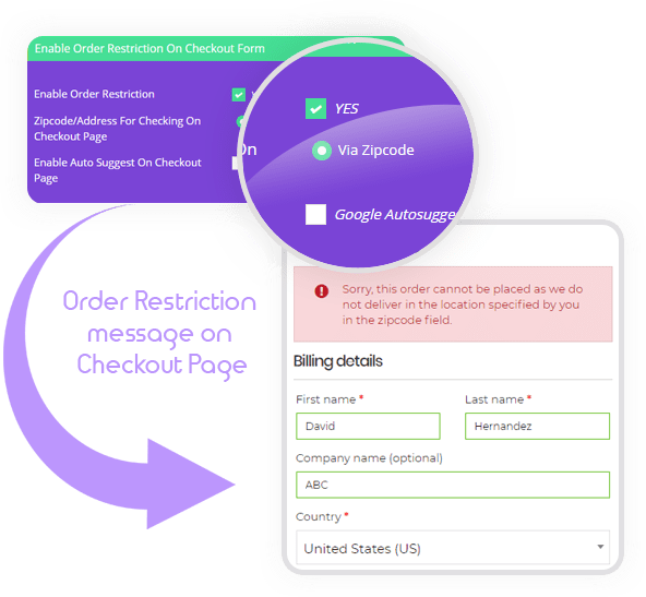 woocommerce woo delivery area by zip code checker wordpress plugin
