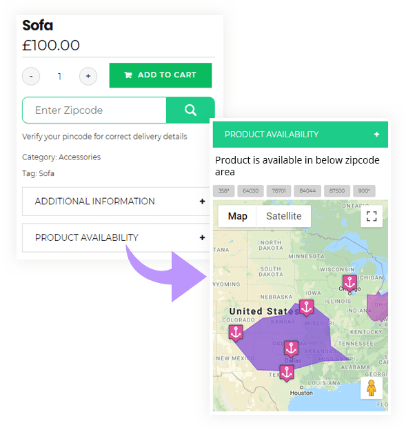 wordpress woo delivery area pro product availability by zip code and map